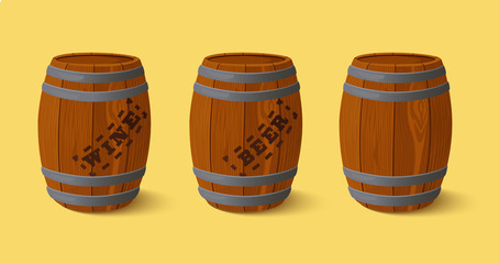 Barrel. Wooden  keg for wine or beer