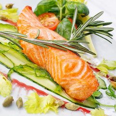 appetizing restaurant food on  white background