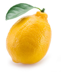  Ripe lemon fruit on the white background.