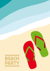 Fototapeta na wymiar Vector abstract flip flops on the beach, summer concept