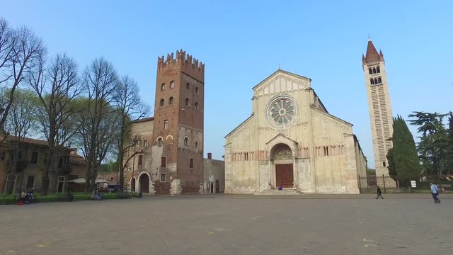 Basilica di San Zeno Maggiore in the evening, Verona, Italy
