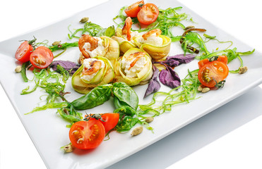appetizing restaurant food on  white background