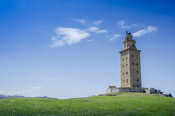 Fototapeta na wymiar Faro Torre de Hercules en La Coruña, Galicia