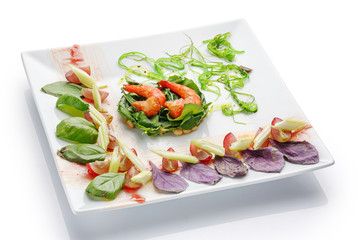 appetizing restaurant food on  white background