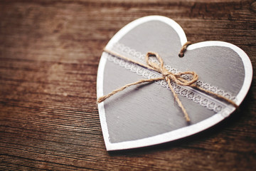  vintage  heart decoration on Wooden   background