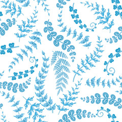 Decorative ornamental seamless spring pattern. Endless elegant texture with leaves. Tempate design fabric, backgrounds