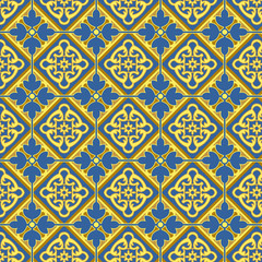 Seamless background image of golden yellow line blue cross flower