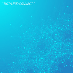 Graphic background molecule and communication. Connected lines with dots. Concept of the science, connection, chemistry, biology, medicine, technology. Vector illustration