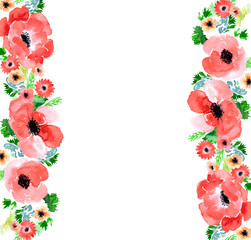 Floral watercolor background anemone