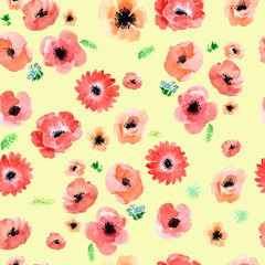 Floral watercolor background anemone