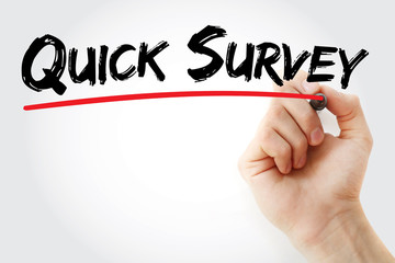 Hand writing Quick Survey with marker, concept background