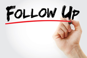 Hand writing Follow Up with marker, concept background