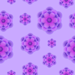 Purple Seamless Pattern with Lilac Roses. Vector