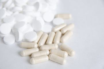 Pills and tablets on issolated background
