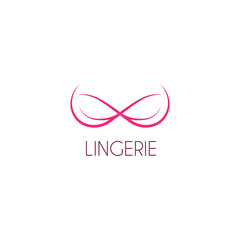 Obraz premium Vector template of logo of lingerie. Logotype of female underwear in the form of silhouette of bra. Label of boutique.