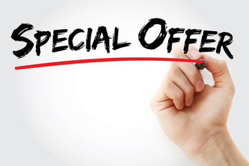 Hand writing Special Offer with marker, business concept background