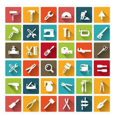 Computer icons with building tools and objects repair