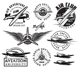 retro pattern set of planes, badges, design elements © 111chemodan111