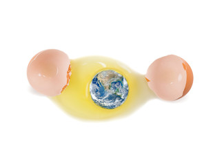 Planet earth in the broken egg