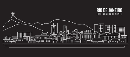 Cityscape Building Line art Vector Illustration design - rio de janeiro city