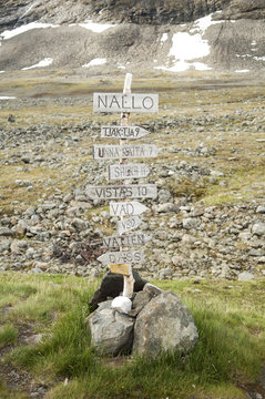 Signs in mountains