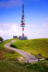 telecommunications tower on mountain top