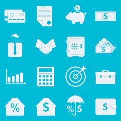 Business and Finance icons set. Symbols for finance, money, banking services Vector illustration.
