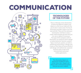 Vector creative concept illustration of communication with heade
