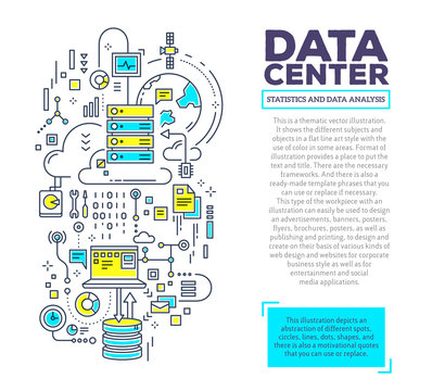 Vector creative concept illustration of data center with header