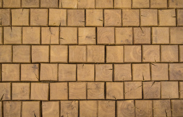 Fototapeta na wymiar Background of square wooden bricks