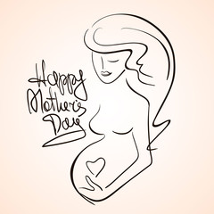 Illustration Of Pregnant Woman Silhouette.