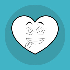 Flat illustration of cartoon face design, heart shape and love