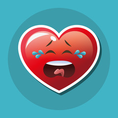 Flat illustration of cartoon face design, heart shape and love