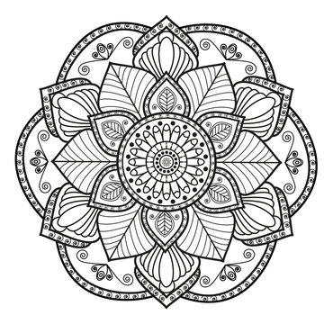 Black and white mandala vector for coloring,mandala in bianco e nero vettoriale da colorare