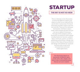 Vector creative concept illustration of startup with header and