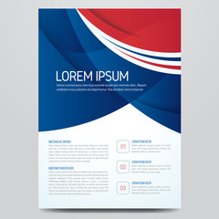 Flyer, brochure, poster, annual report, magazine cover vector template. Modern blue and red corporate design.
