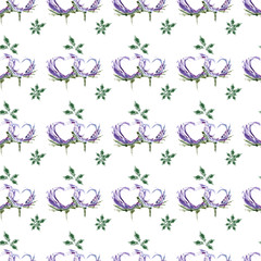 Hearts watercolor floral and romantic pattern
