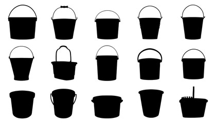 bucket silhouettes - obrazy, fototapety, plakaty