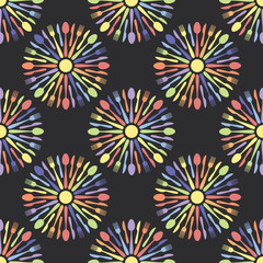 Seamless Kitchen Cutlery Colorful Pattern