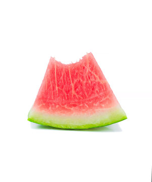 Bitten off a slice of watermelon