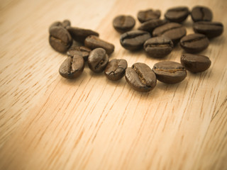 Coffee beans on wood