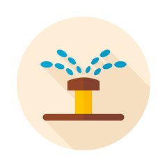 Water sprinkler, irrigation flat vector icon