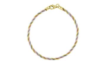 Beautiful Tri-Tone Bracelet in 14 Karat White, Yellow & Rose Gold