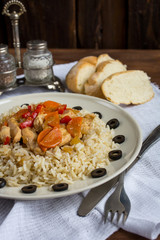 Brown rice with chicken and vegetables