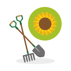 Gardening design. work and tools  concept