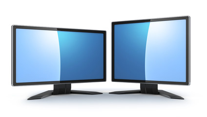 Two monitor on white background