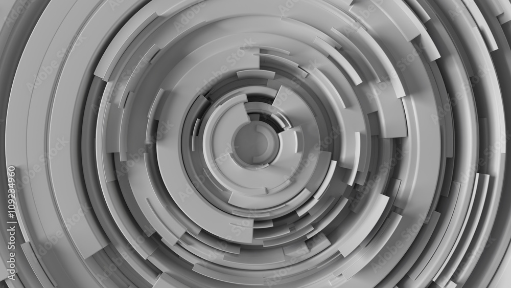 Poster abstract background made of arcs randomly rotated with different height, 3d rendering
