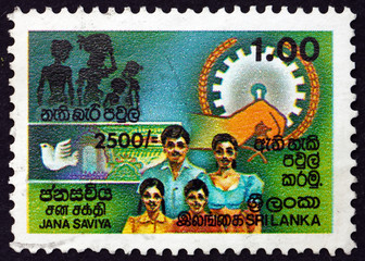 Postage stamp Sri Lanka 1990 Family