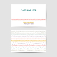 visit card template with sewing stitches for textile workshop - obrazy, fototapety, plakaty