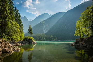 Foto op Canvas alpine lake Di Laghi Fusine . Dolomites . Italy © Pavel Timofeev